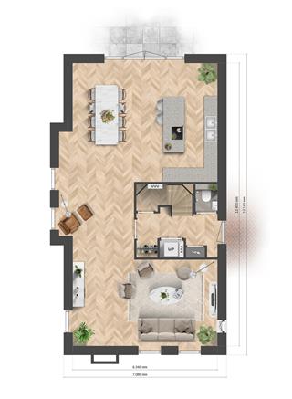 Optie uitbouw begane grond